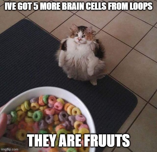 the loops are smarter | IVE GOT 5 MORE BRAIN CELLS FROM LOOPS; THEY ARE FRUUTS | image tagged in loops brother | made w/ Imgflip meme maker