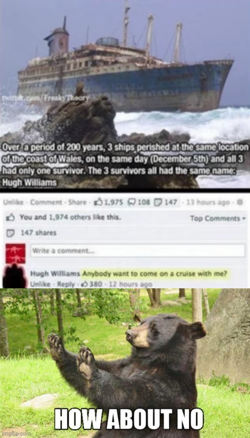 How about no | image tagged in how about no bear,funny,memes,cursed,cruise | made w/ Imgflip meme maker