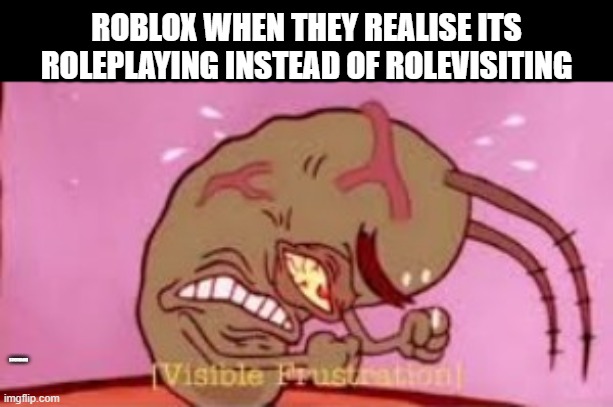 Visible Frustration | ROBLOX WHEN THEY REALISE ITS ROLEPLAYING INSTEAD OF ROLEVISITING; EXPERIENCE | image tagged in visible frustration | made w/ Imgflip meme maker