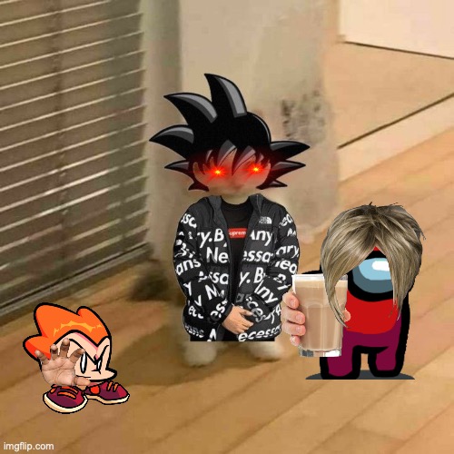 hah stickers go brrrrrrr | image tagged in goku drip cat | made w/ Imgflip meme maker