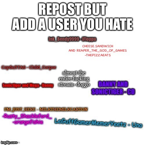 Repost but add a user you hate | Ink_Bendy9999 - iFloppa | image tagged in repost | made w/ Imgflip meme maker