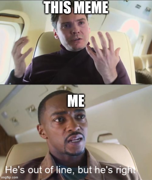 He's out of line but he's right | THIS MEME ME | image tagged in he's out of line but he's right | made w/ Imgflip meme maker