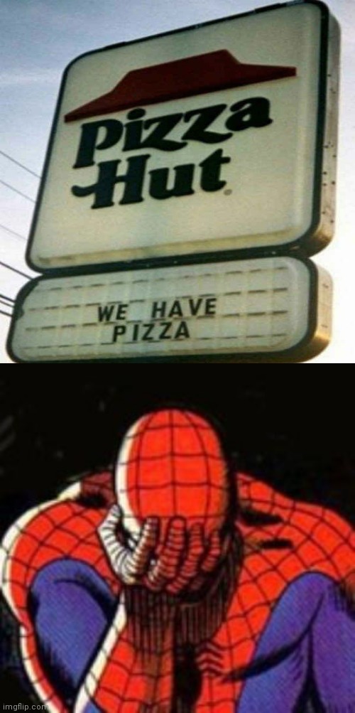 You truly cannot outpizza the hut | image tagged in memes,sad spiderman | made w/ Imgflip meme maker