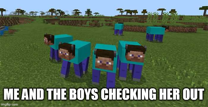 me and the boys | ME AND THE BOYS CHECKING HER OUT | image tagged in me and the boys | made w/ Imgflip meme maker