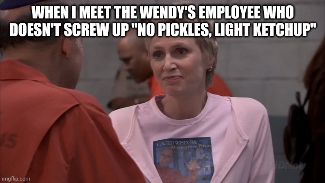 Fan | WHEN I MEET THE WENDY'S EMPLOYEE WHO DOESN'T SCREW UP "NO PICKLES, LIGHT KETCHUP" | image tagged in fan | made w/ Imgflip meme maker