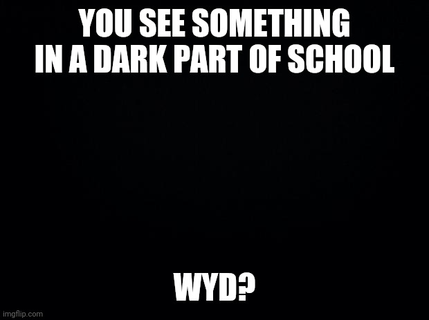 Black background | YOU SEE SOMETHING IN A DARK PART OF SCHOOL; WYD? | image tagged in black background | made w/ Imgflip meme maker
