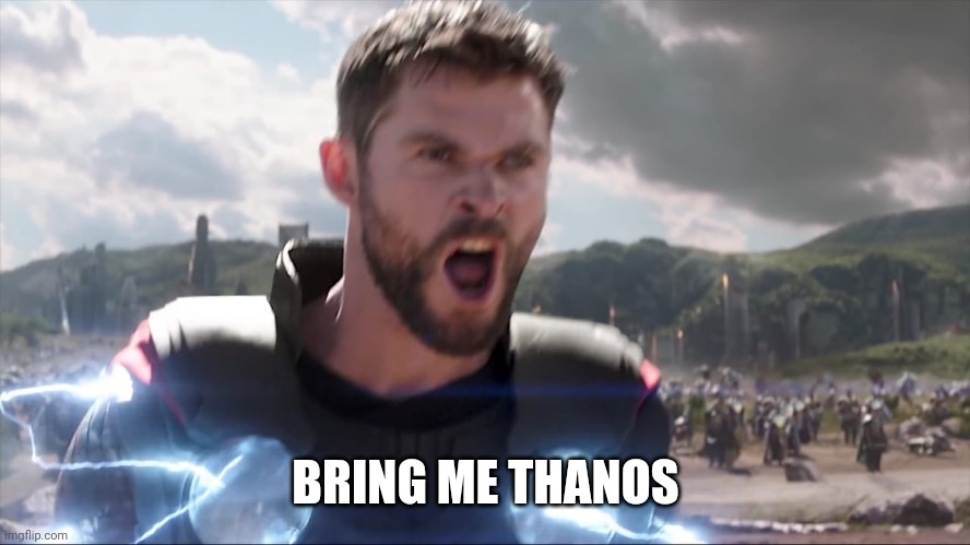 Thor Bring me Thanos | BRING ME THANOS | image tagged in thor bring me thanos | made w/ Imgflip meme maker