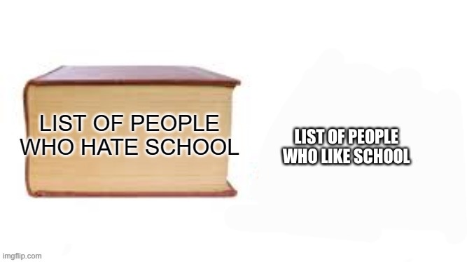 LIST OF PEOPLE WHO LIKE SCHOOL | made w/ Imgflip meme maker