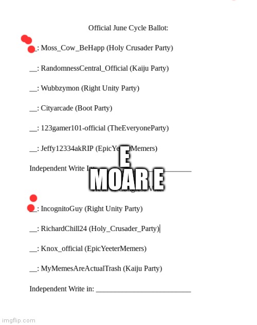 E | MOAR E; E | image tagged in june election ballot | made w/ Imgflip meme maker