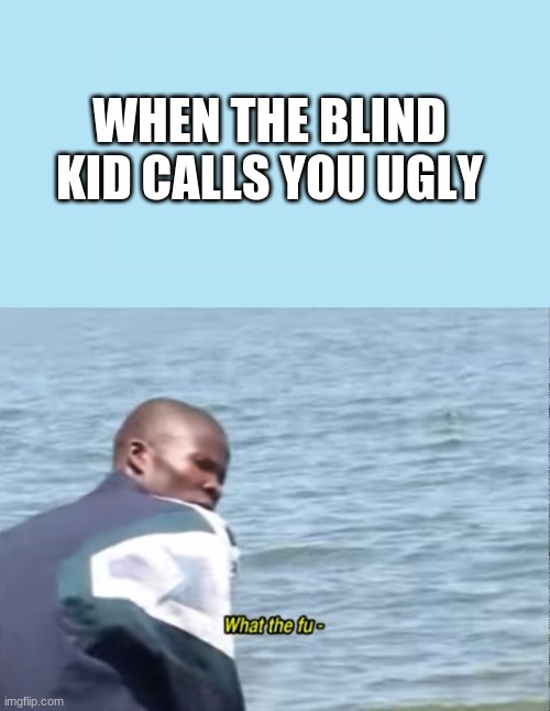 (0_0) | WHEN THE BLIND KID CALLS YOU UGLY | image tagged in what the fu-,how,blind,kid,lol | made w/ Imgflip meme maker