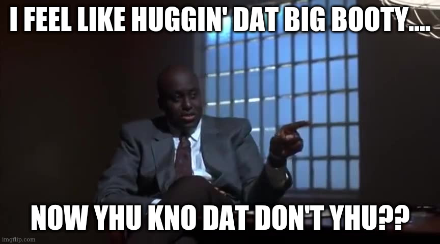 Booty huggin' | I FEEL LIKE HUGGIN' DAT BIG BOOTY.... NOW YHU KNO DAT DON'T YHU?? | image tagged in funny | made w/ Imgflip meme maker