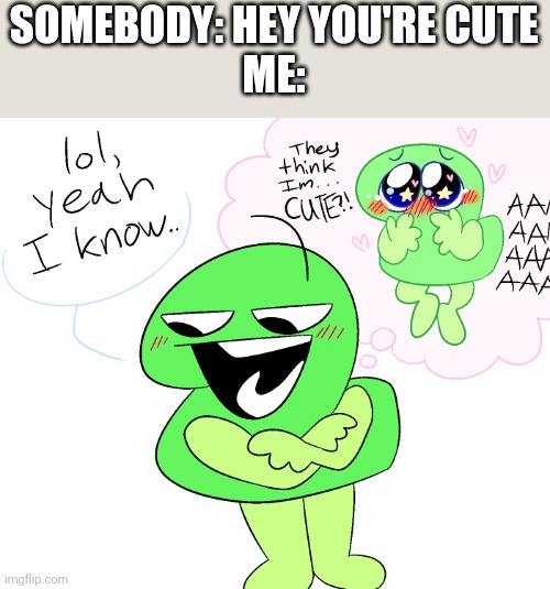 SOMEBODY: HEY YOU'RE CUTE
ME: | made w/ Imgflip meme maker