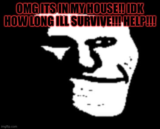 A trollge is in my house, you have 24 hours to save me. | OMG ITS IN MY HOUSE!! IDK HOW LONG ILL SURVIVE!!! HELP!!! | image tagged in trollge | made w/ Imgflip meme maker
