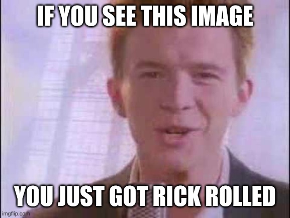 rick roll | IF YOU SEE THIS IMAGE; YOU JUST GOT RICK ROLLED | image tagged in rick roll | made w/ Imgflip meme maker