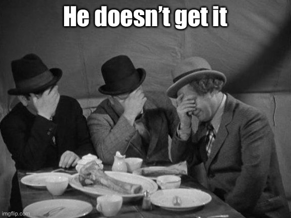 Stooges Facepalm | He doesn’t get it | image tagged in stooges facepalm | made w/ Imgflip meme maker