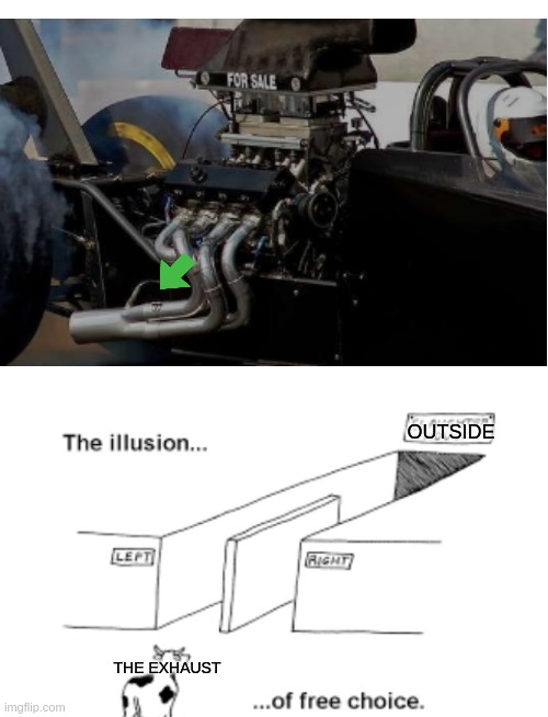 This exhaust be like: | OUTSIDE; THE EXHAUST | image tagged in blank white template | made w/ Imgflip meme maker