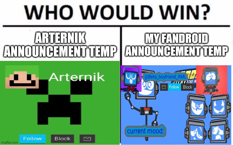 I will say I'm going to win | ARTERNIK ANNOUNCEMENT TEMP; MY FANDROID ANNOUNCEMENT TEMP | made w/ Imgflip meme maker