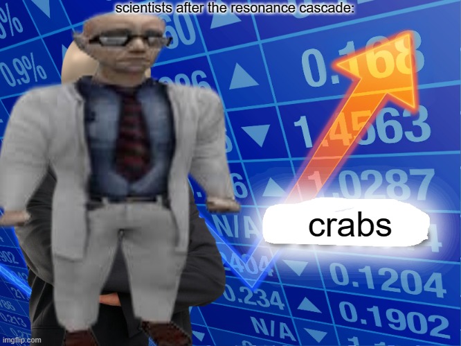 crabs | scientists after the resonance cascade:; crabs | image tagged in crabs,headcrab,half life,scientist,stonks,hl1 | made w/ Imgflip meme maker