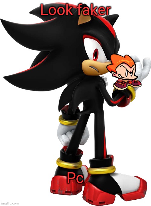 Shadow the hedgehog | Look faker; Pc | image tagged in shadow the hedgehog | made w/ Imgflip meme maker