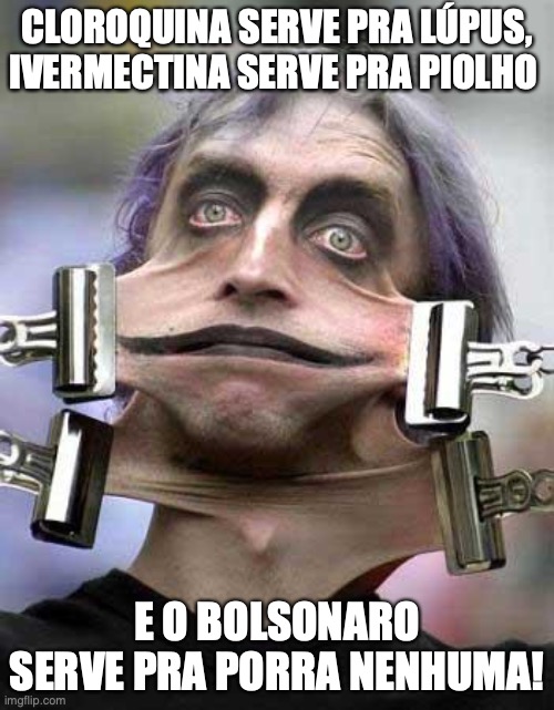 bolsonaro inutil | CLOROQUINA SERVE PRA LÚPUS, IVERMECTINA SERVE PRA PIOLHO; E O BOLSONARO SERVE PRA PORRA NENHUMA! | image tagged in idiot,bolsonaro,milicia,brasil,cloroquina,invermectina | made w/ Imgflip meme maker