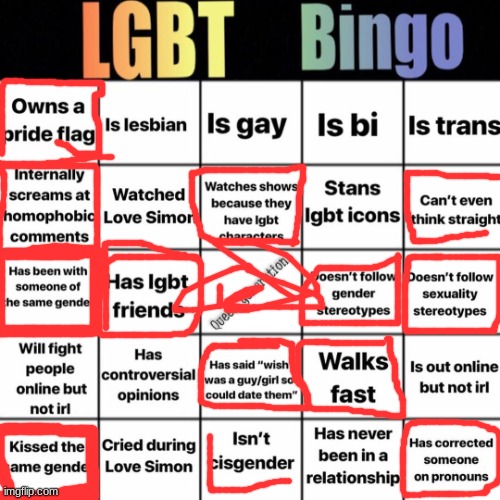 yayayay got a bingo | image tagged in lgbtq bingo | made w/ Imgflip meme maker