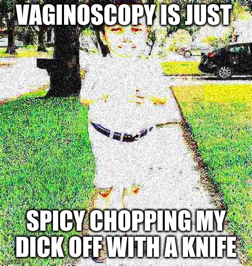 Bruh | VAGINOSCOPY IS JUST; SPICY CHOPPING MY DICK OFF WITH A KNIFE | made w/ Imgflip meme maker