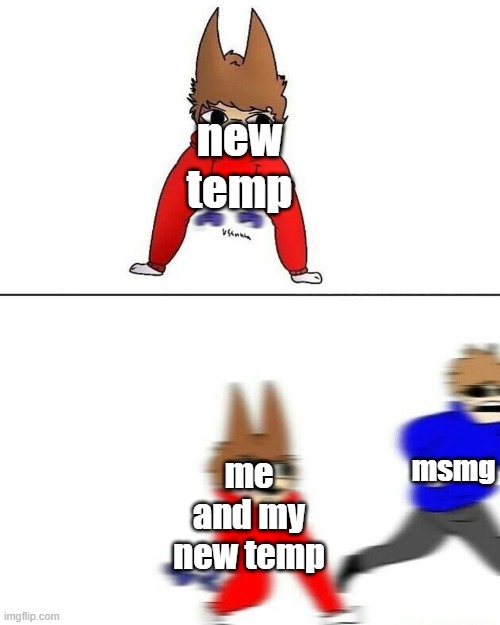 trd | new temp; msmg; me and my new temp | image tagged in trd | made w/ Imgflip meme maker