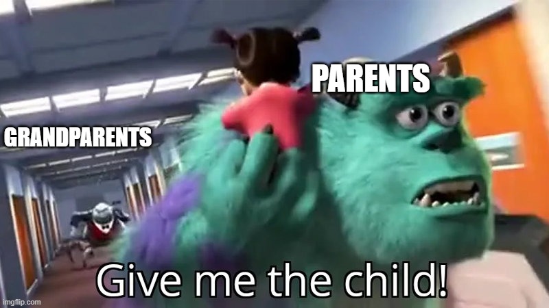 GIVE ME THE CHILD | PARENTS; GRANDPARENTS | image tagged in give me the child | made w/ Imgflip meme maker
