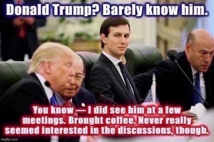 Well played, Jared, well played | image tagged in jared kushner,donald trump,backstabber,backstab,kushner,well played | made w/ Imgflip meme maker