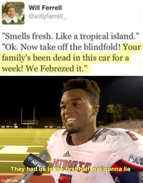 Whyyy | image tagged in they had us in the first half,funny,dark humor,will ferrell,oof size large | made w/ Imgflip meme maker