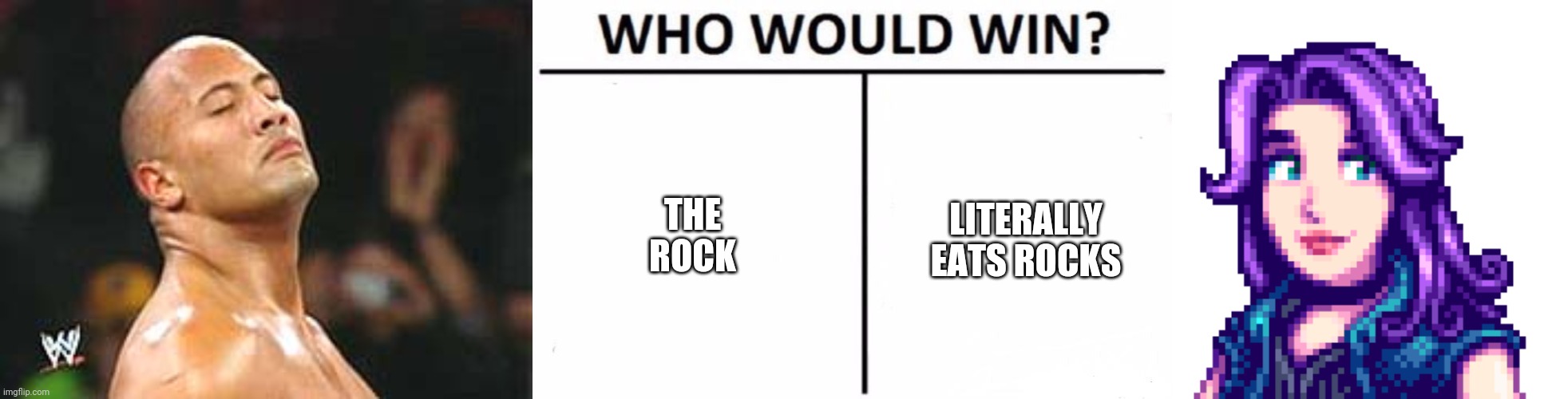 THE ROCK; LITERALLY EATS ROCKS | image tagged in the rock smelling,memes,who would win | made w/ Imgflip meme maker