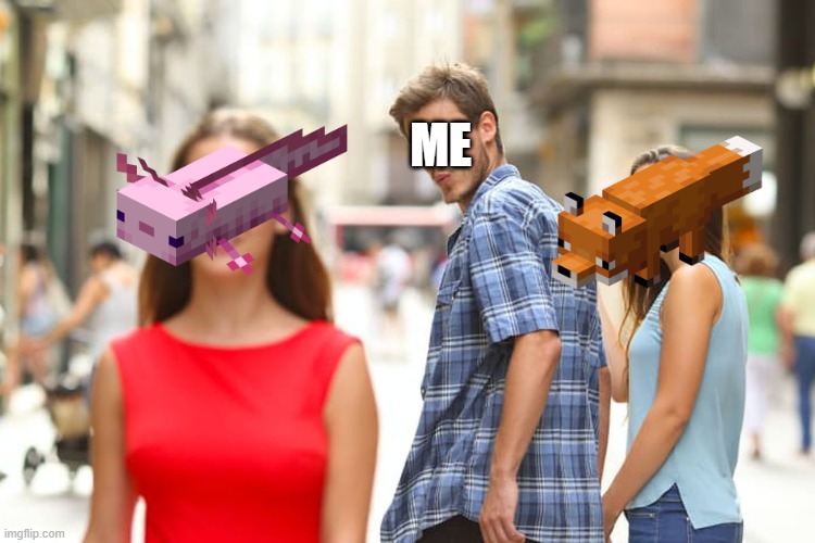 Minecraft mem 1 | ME | image tagged in memes,distracted boyfriend | made w/ Imgflip meme maker