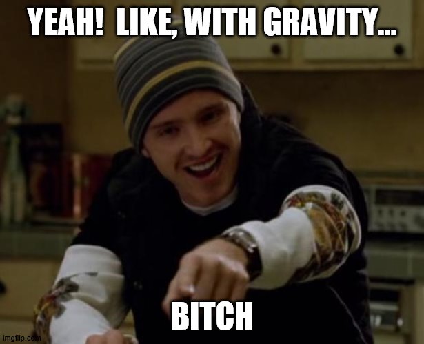 It's Science Bitch! | YEAH!  LIKE, WITH GRAVITY... BITCH | image tagged in it's science bitch | made w/ Imgflip meme maker