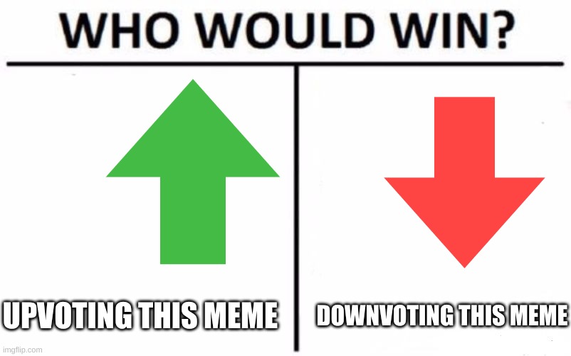 who would win | UPVOTING THIS MEME; DOWNVOTING THIS MEME | image tagged in memes,who would win,win | made w/ Imgflip meme maker