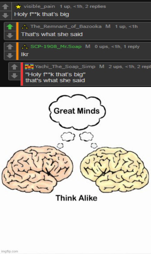B) | image tagged in great minds think alike | made w/ Imgflip meme maker