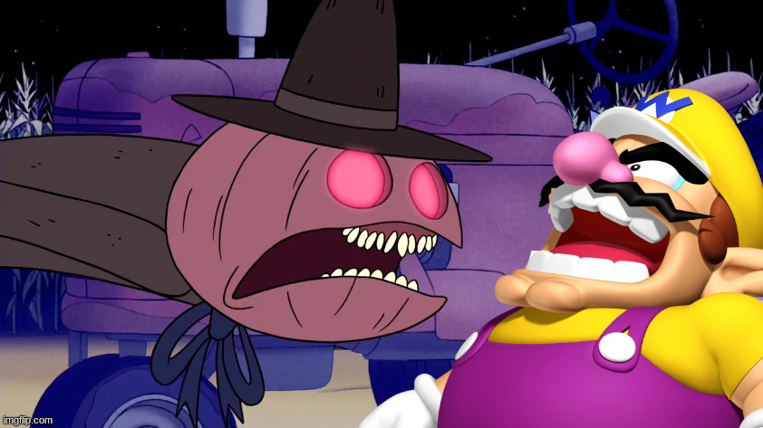 Wario dies from a Scarecrow after smashing his pumpkin wife.mp3 | image tagged in wario dies,wario,pumpkin,regular show,memes | made w/ Imgflip meme maker