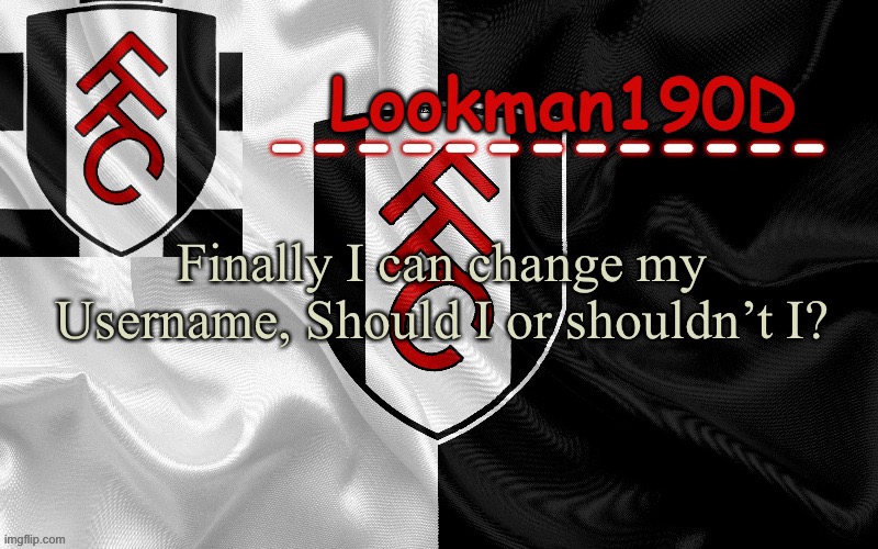 Lookman190D template made by UnoReverse_Official | Finally I can change my Username, Should I or shouldn’t I? | image tagged in lookman190d template made by unoreverse_official | made w/ Imgflip meme maker