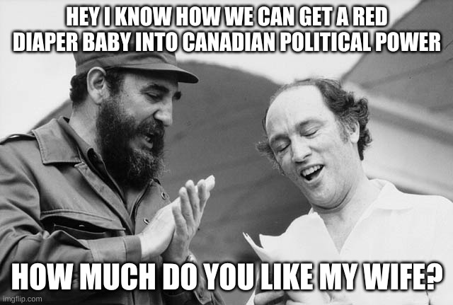 commie punks | HEY I KNOW HOW WE CAN GET A RED DIAPER BABY INTO CANADIAN POLITICAL POWER; HOW MUCH DO YOU LIKE MY WIFE? | image tagged in crush the commies | made w/ Imgflip meme maker