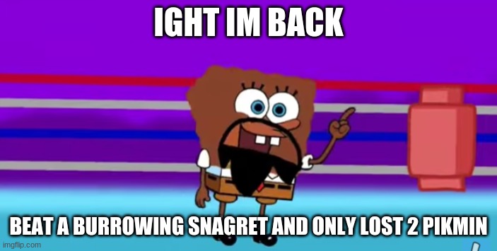 and said lost pikmin were white pikmin, so they finished the job and killed it | IGHT IM BACK; BEAT A BURROWING SNAGRET AND ONLY LOST 2 PIKMIN | image tagged in spongebob matt | made w/ Imgflip meme maker