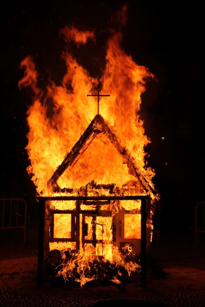 burning canadian church 3 Blank Meme Template