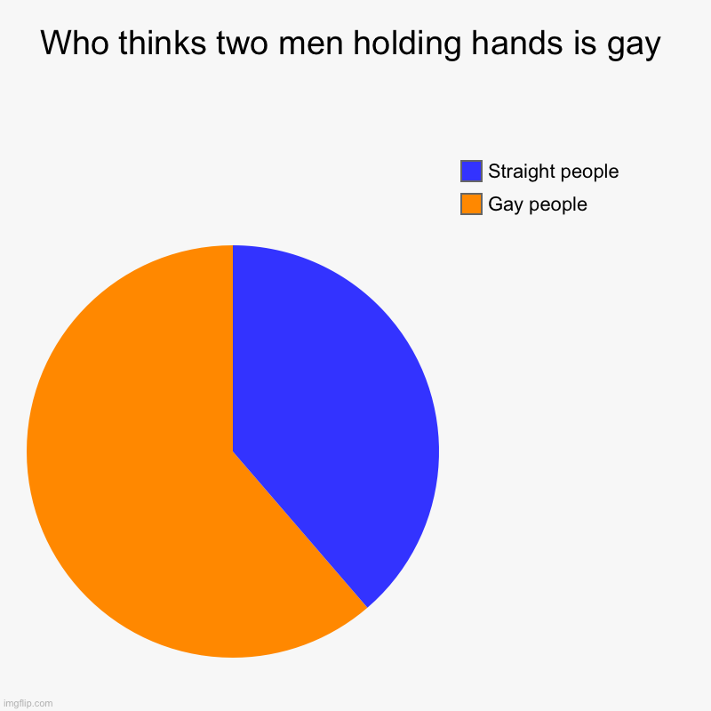 Everything is gay | Who thinks two men holding hands is gay | Gay people, Straight people | image tagged in charts,pie charts,gay | made w/ Imgflip chart maker