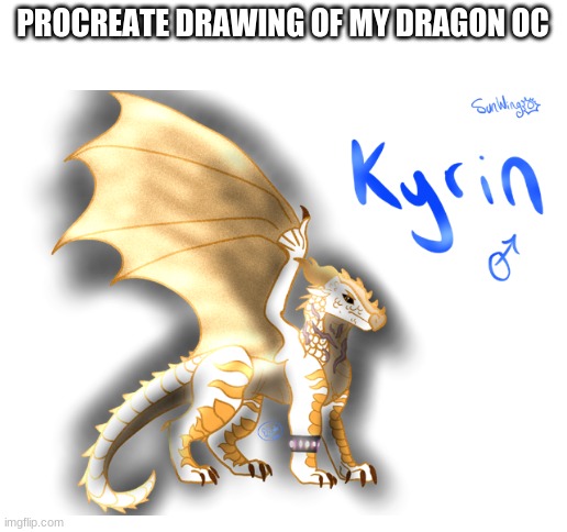 Procreate Drawing Of my Dragon oc Kyrin |  PROCREATE DRAWING OF MY DRAGON OC | image tagged in dragon,art,digital art | made w/ Imgflip meme maker