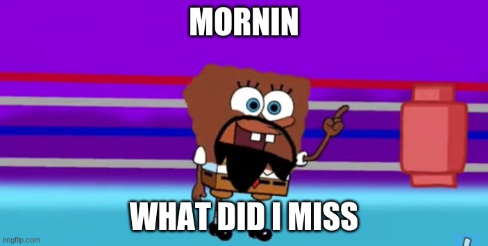 Spongebob Matt | MORNIN; WHAT DID I MISS | image tagged in spongebob matt | made w/ Imgflip meme maker