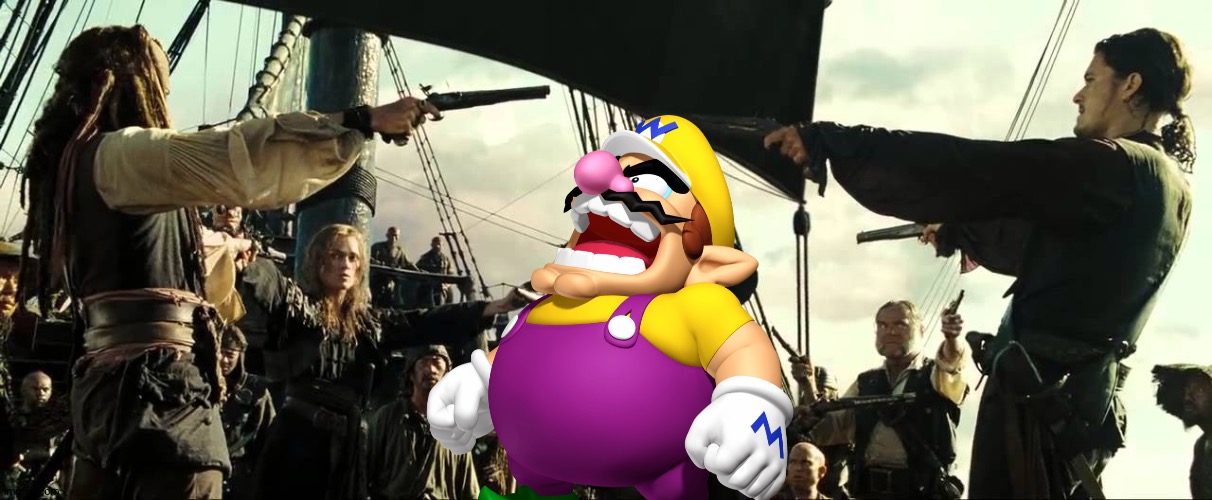 Wario gets killed in a duel with Jack Sparrow.mp3 | image tagged in pirates of the carribean mexican face off | made w/ Imgflip meme maker