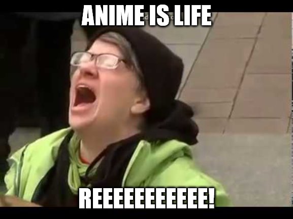 REEEEEEEEEEEEEEEEEEEE | ANIME IS LIFE REEEEEEEEEEE! | image tagged in reeeeeeeeeeeeeeeeeeee | made w/ Imgflip meme maker