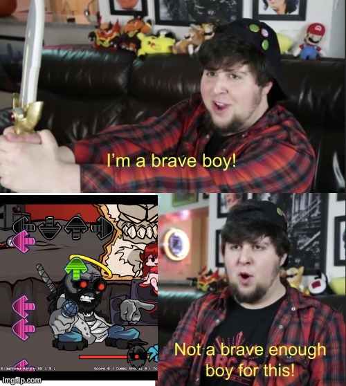 sencond song randomly gets hard | image tagged in im a brave boy | made w/ Imgflip meme maker