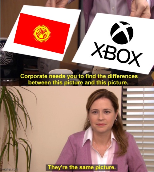 kyrgyzstan flag moment | image tagged in memes,they're the same picture,kyrgyzstan,xbox,kyrgyz,oh wow are you actually reading these tags | made w/ Imgflip meme maker