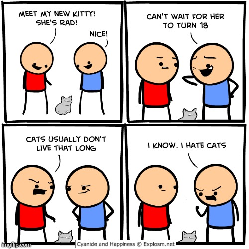Kitty cat | image tagged in cats,cyanide and happiness,cyanide,comics/cartoons,comics,comic | made w/ Imgflip meme maker