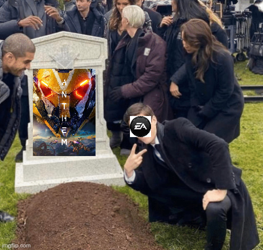 Ea when a game fails | image tagged in grant gustin over grave | made w/ Imgflip meme maker