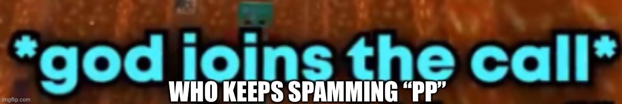 Please stop. | WHO KEEPS SPAMMING “PP” | image tagged in god joins the call | made w/ Imgflip meme maker